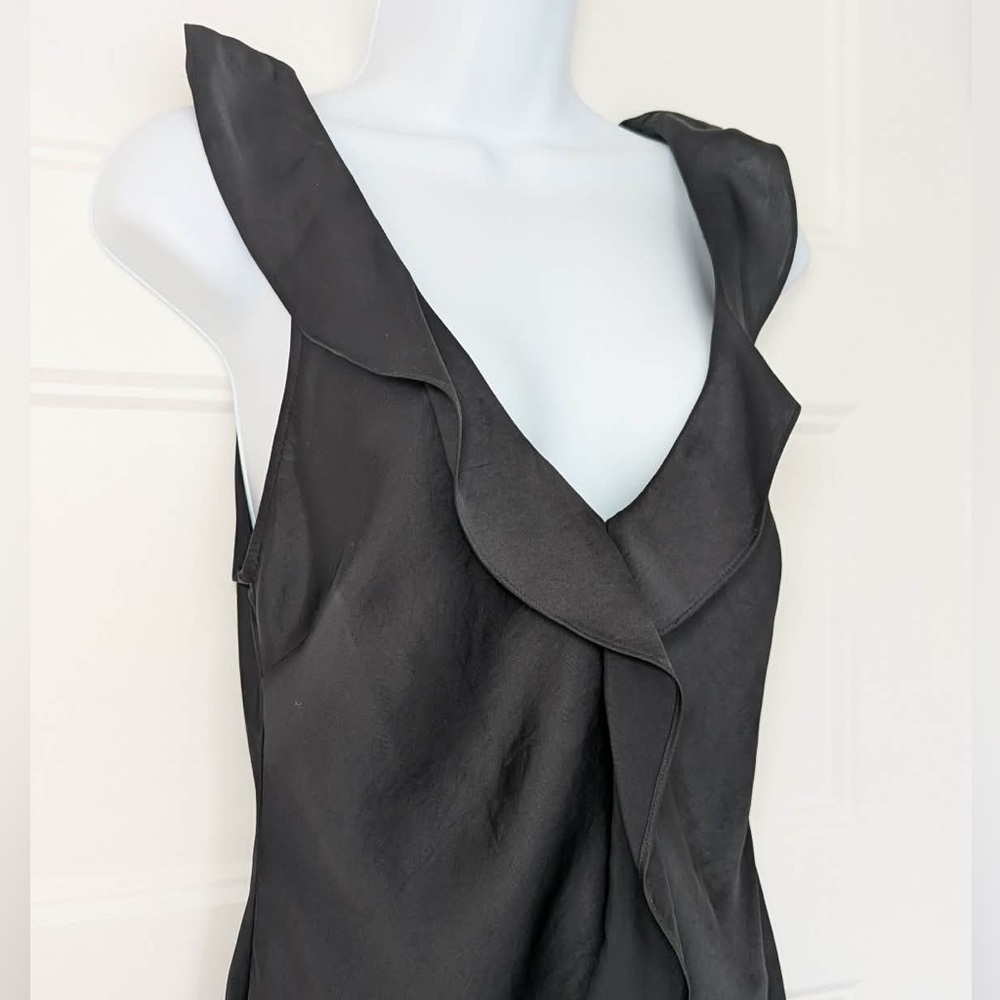 Wilfred Hera Satin Ruffle Mini Dress Black Size S Aritzia - Picture 7 of 12